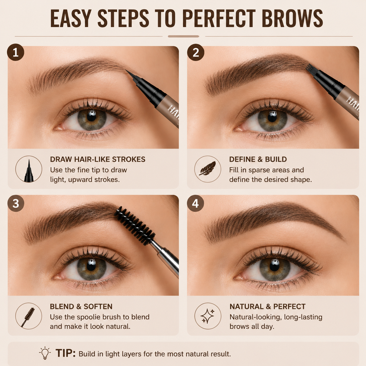 Long-Lasting Natural Eyebrow Pencil