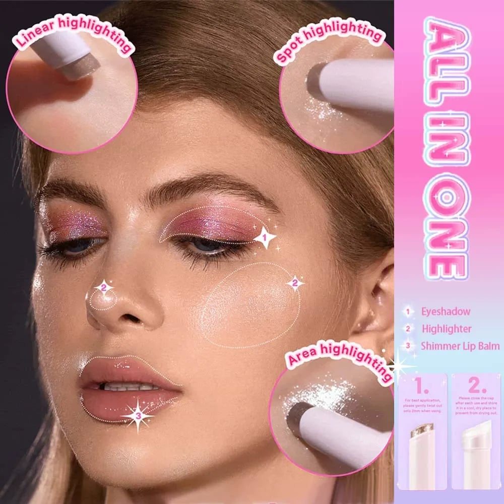Crystal Jelly Highlight Eye Shadow Stick,Glass-Like Glow In One Swipe
