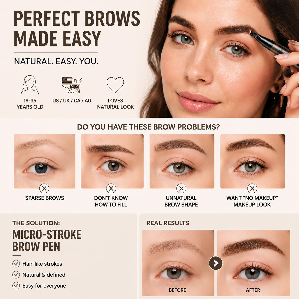 Long-Lasting Natural Eyebrow Pencil